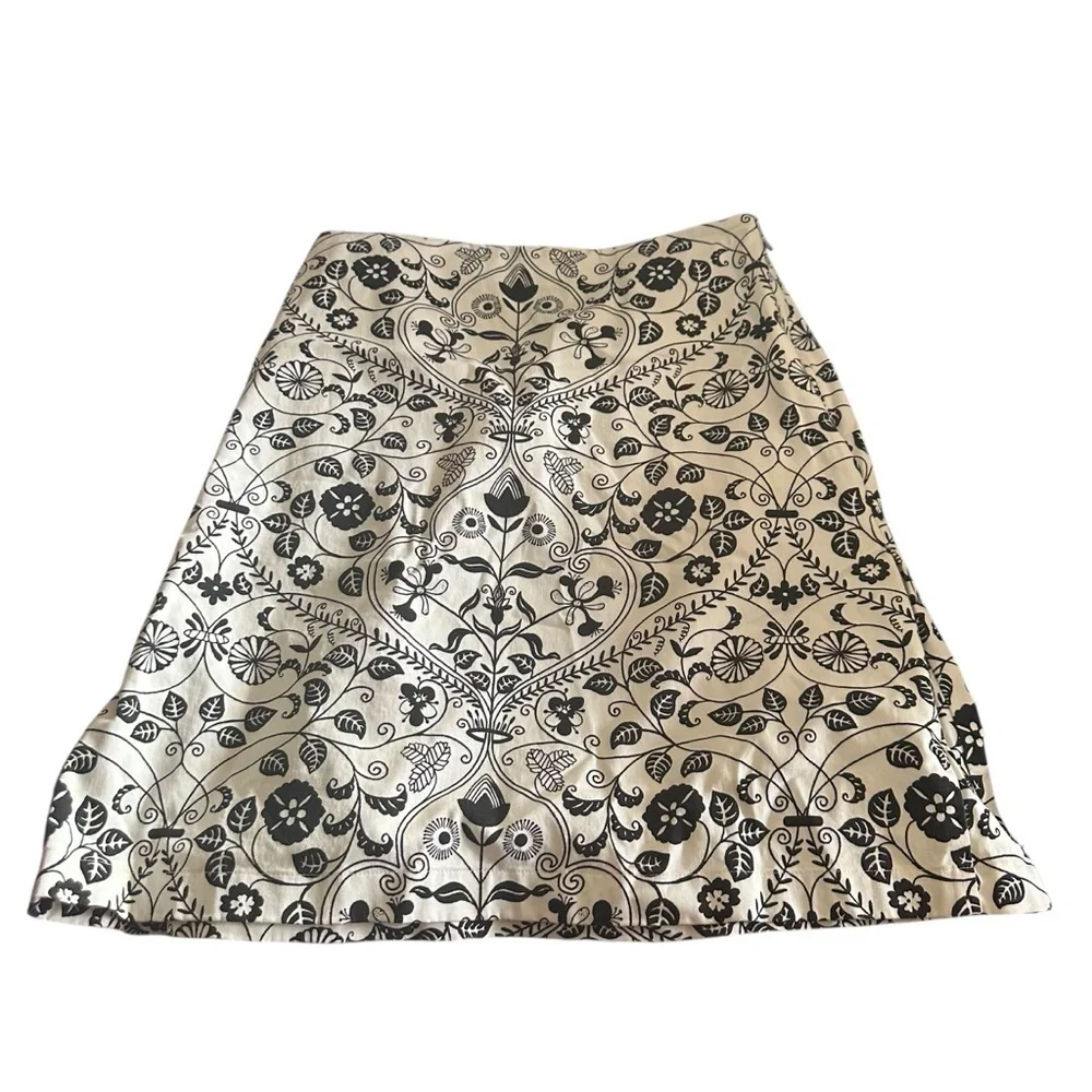 Ann Taylor Black and White Embellished A-Line Skirt